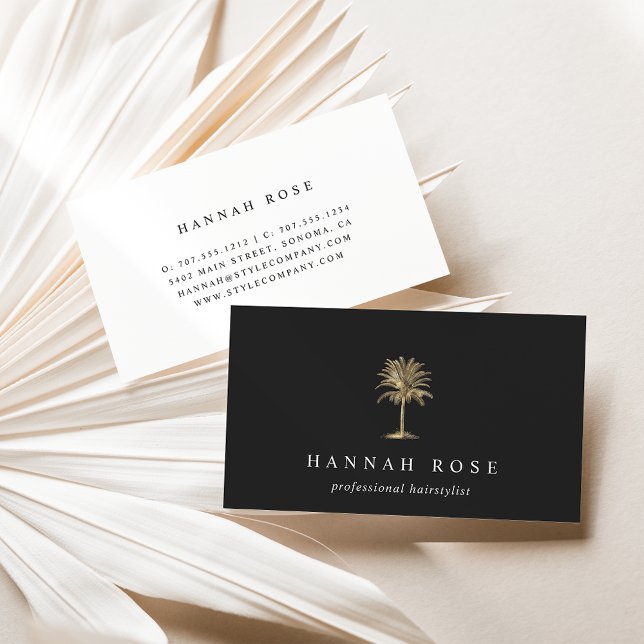 Faux Gold Palm Tree Logo Business Card (Creator Uploaded)