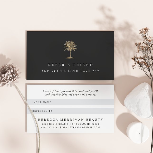 Faux Gold Palm Tree Logo Referral Card (Creator Uploaded)