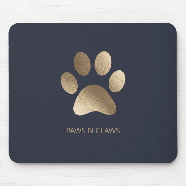 Faux Gold Paw Print On Rich Navy Mouse Pad (Front)