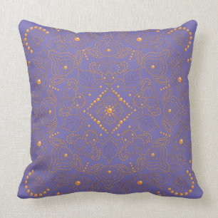 Faux Gold Pearl Bead Mandala Print Cushion