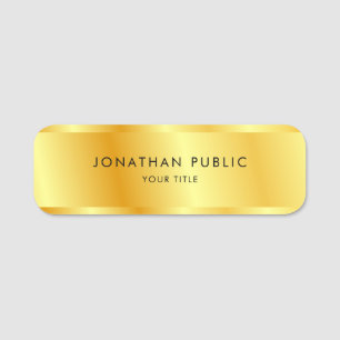 Faux Gold Personalised Template Elegant Modern Name Tag