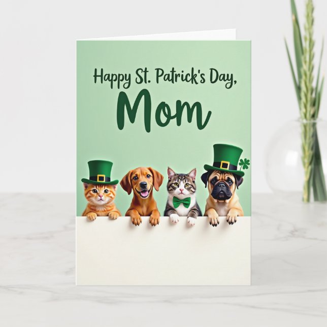Faux Gold Pets Happy St Patricks Card (Front)