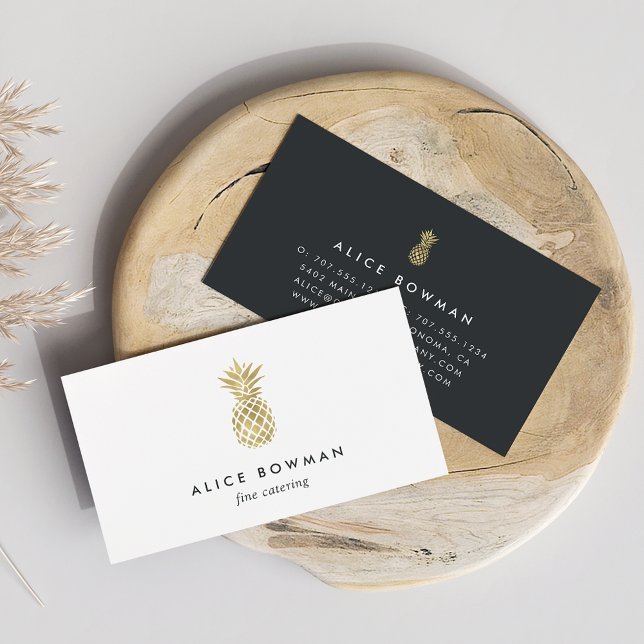 Faux Gold Pineapple Business Card (Creator Uploaded)