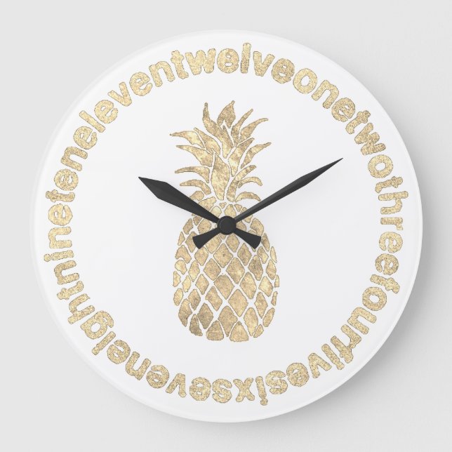 faux gold pineapple large clock (Front)