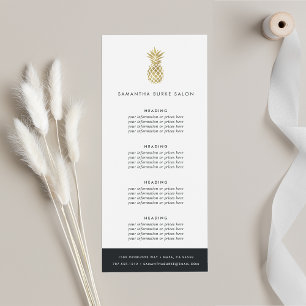 Faux Gold Pineapple Pricing or Services Rack Card