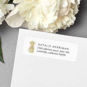 Faux Gold Pineapple Return Address Label