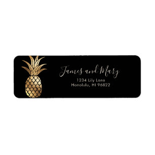 Faux Gold Pineapple Return Address Label