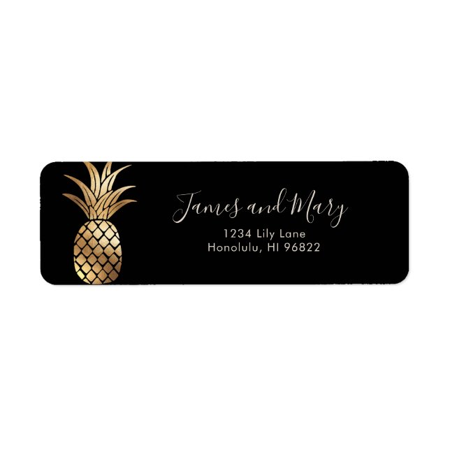 Faux Gold Pineapple Return Address Label (Front)