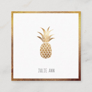 FAUX GOLD PINEAPPLE SQUARE BUSINESS CARD