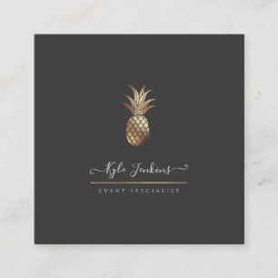 FAUX GOLD PINEAPPLES DIY BACKGROUND SQUARE BUSINESS CARD
