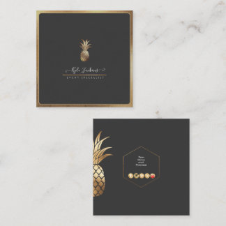 FAUX GOLD PINEAPPLES DIY BACKGROUND SQUARE BUSINESS CARD