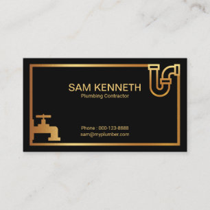 Faux Gold Plumbing Icons Creative Gold Border Business Card