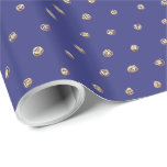 Faux Gold Polka Dots on Dark Periwinkle Blue Wrapping Paper<br><div class="desc">The design of this premium-quality glossy wrapping paper features Happy,  Always Trendy,  Polka Dots coloured and shaded to produce the look of crinkled gold foil set against a background of Dark Periwinkle Blue. All-occasion style that's also perfect for Jewish Holidays and Celebrations.</div>