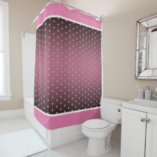 Faux Gold Polka Dots on Pink Gradient Shower Curtain