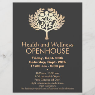 Faux Gold Prosperity Tree Health and Wellness Flyer