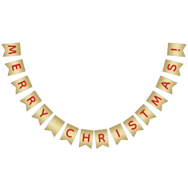 Faux Gold & Red Merry Christmas Bunting (All)