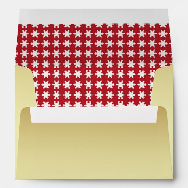 Faux Gold Red Snowflake Christmas Holiday Envelopes (Back (Bottom))