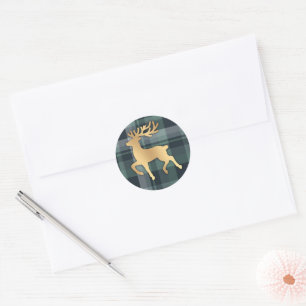Faux Gold Reindeer Classic Round Sticker