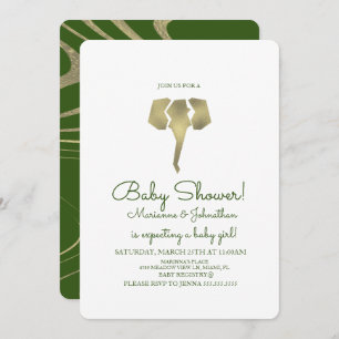 Faux Gold Safari Elephant Baby Shower Invitation