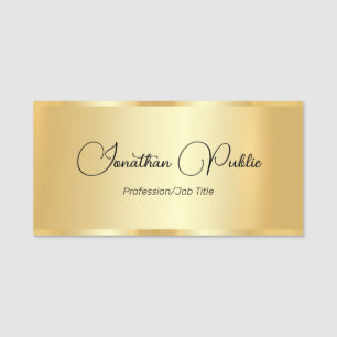 Faux Gold Script Template Calligraphed Name Custom Name Tag