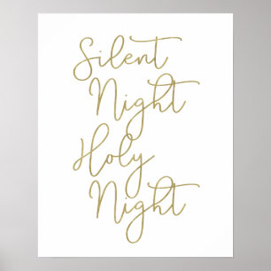 Faux Gold Script Typography   Silent Night Poster