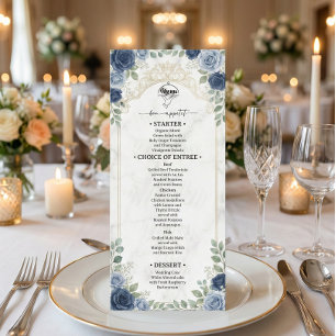 Faux Gold Scrollwork Printed Marble Menu