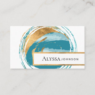 Faux Gold Seal Blue Green Earth Globe Business Card