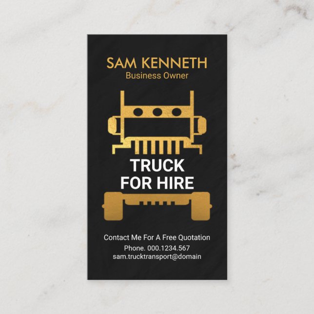 Faux Gold Semi Truck Granite Texture Trucking Business Card (Front)