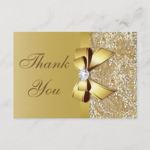 Faux Gold Sequins and Bow Wedding Thank You