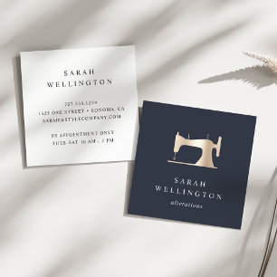 Faux Gold Sewing Machine Seamstress or Tailor Square Business Card