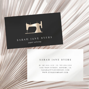 Faux Gold Sewing Machine   Seamstress Tailor Business Card