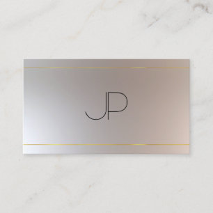 Faux Gold Silver Modern Monogram Professional Business Card