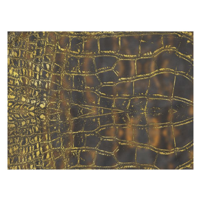 Faux gold snake skin texture on dark marble tablecloth (Front (Horizontal))