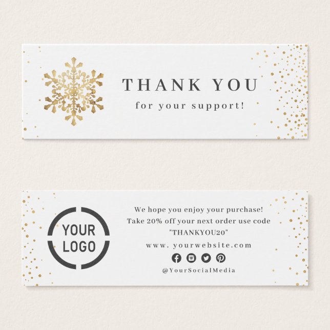 Faux gold Snowflake Christmas Thank You Insert (Front & Back)