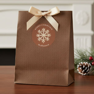 Faux Gold Snowflake Terracotta Custom Holiday Classic Round Sticker