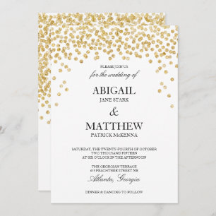 Faux Gold Sparkle Confetti Wedding Invitation