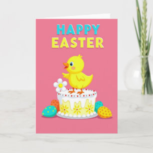 Faux Gold Spring Chick Cake Card