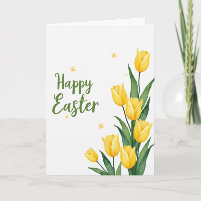 Faux Gold Spring Flower Card (Front)