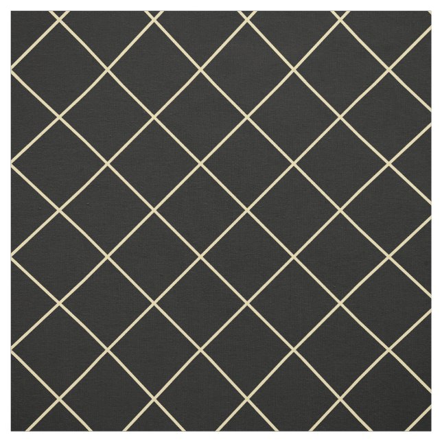 Faux Gold Squares Black Chequered Modern Geometric Fabric (Swatch)