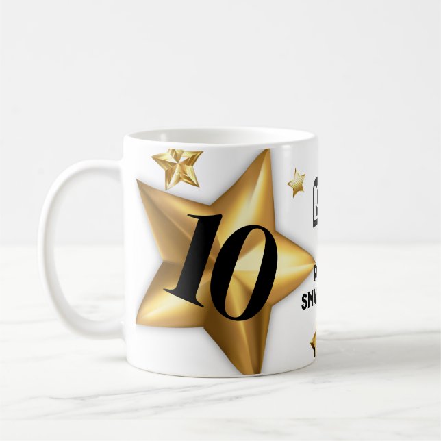 Faux gold stars employee anniversary milestone coffee mug (Left)