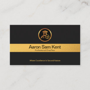 Faux Gold Stripe Retro Black Elegance Chauffeur Business Card