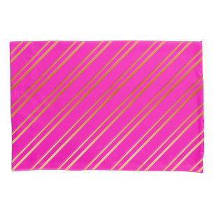 Faux Gold Stripes on Pink or Your Colour Pillowcase