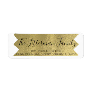 Faux Gold Tape Return Address Label