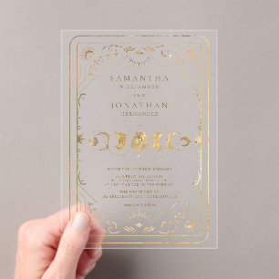 Faux Gold Tarot Celestial Wedding Acrylic Invitations