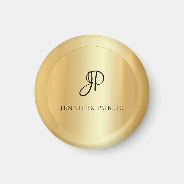 Faux Gold Template Monogram Modern Elegant Magnet (Front)