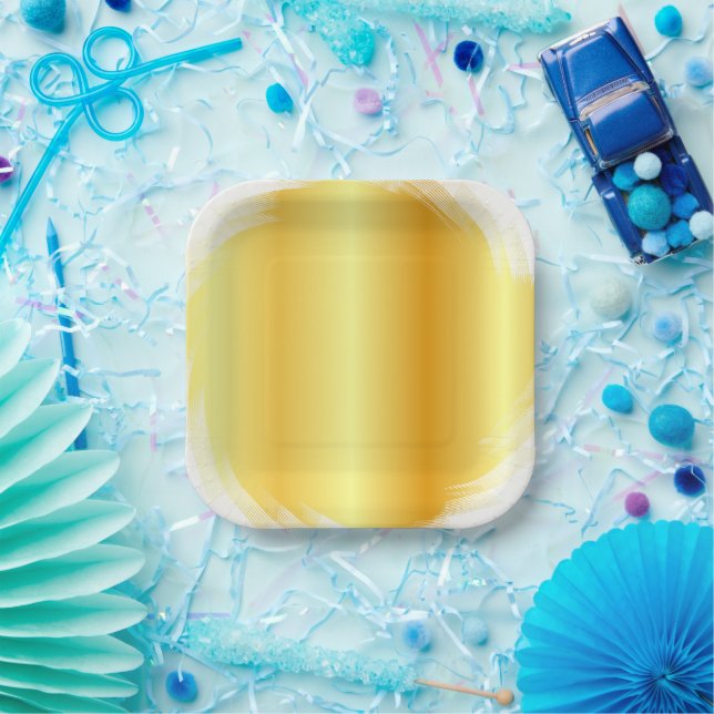 Faux Gold Trendy Elegant Glamourous Template Paper Paper Plate (Party)