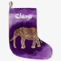 faux gold tribal elephant purple brushstroke