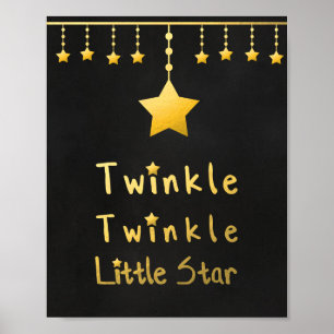 Faux gold Twinkle Twinkle Little star grey stars Poster