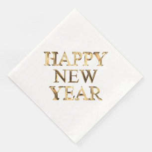 Faux Gold Typography Happy New Year Napkins
