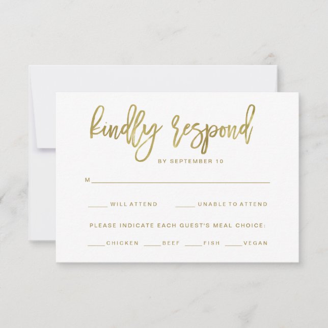 Faux Gold Typography | Meal Choice RSVP (Front)